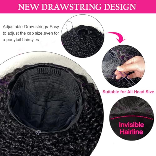 Half Wig Human Hair 200 Density 20 Inch3 In 1 Seamless Flip Over Glueless Wigs Human Hair with Drawstring Beginner Friendly Jerry Curly Half Wig Headband Wig Human Hair for Women Invisible Hairline