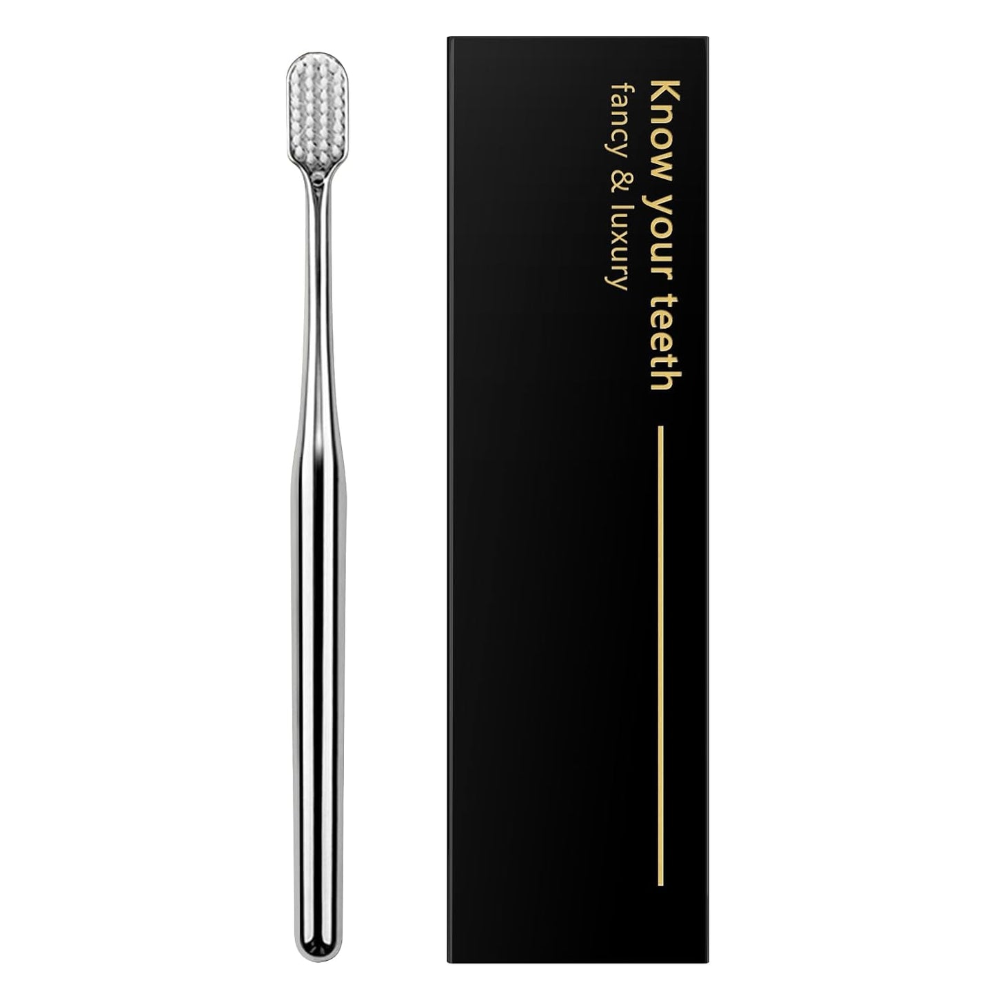 Z-VAPRESS Luxury Silver Manual Toothbrush - Soft Bristles for Sensitive Teeth | Elegant Electroplated Design