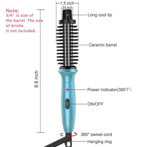 Phoebe Mini Curling Iron - 3/4 Inch Dual Voltage Ceramic Tourmaline Curler Brush | Travel-Friendly Design