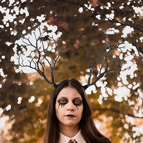 Lurrose Tree Branches Headbands Deer Antler Hairband Elk Horn Hair Wreath Fairy Antler Headpiece for Halloween Christmas Party, Blue