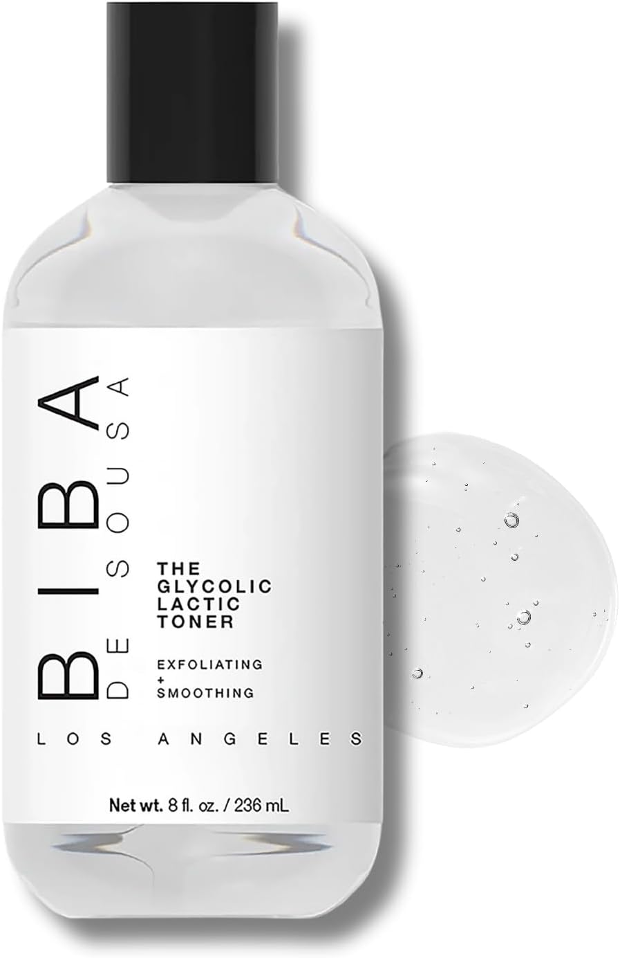 Biba De Sousa Glycolic Lactic Toner - Exfoliating AHA Formula with Hyaluronic Acid & Aloe Vera | 8 oz