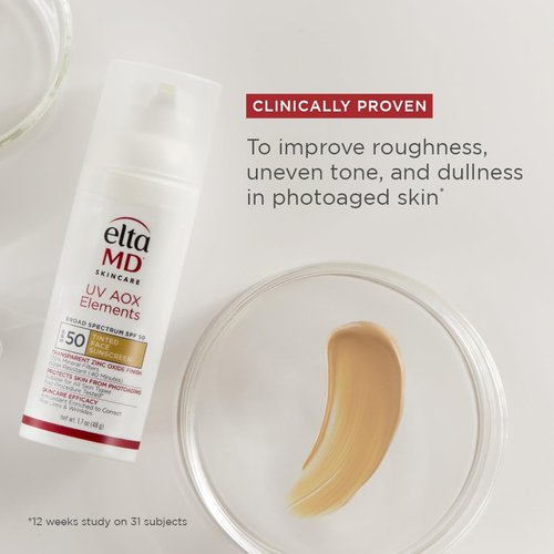 EltaMD Tinted Face Sunscreen SPF 50 - 100% Mineral Formula for Sensitive & Dry Skin | 1.7 oz Pump