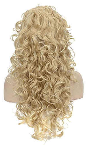 Wiginway Long Curly Wave Headband Synthetic Natural Style Wigs for Women Girls Golden Blonde