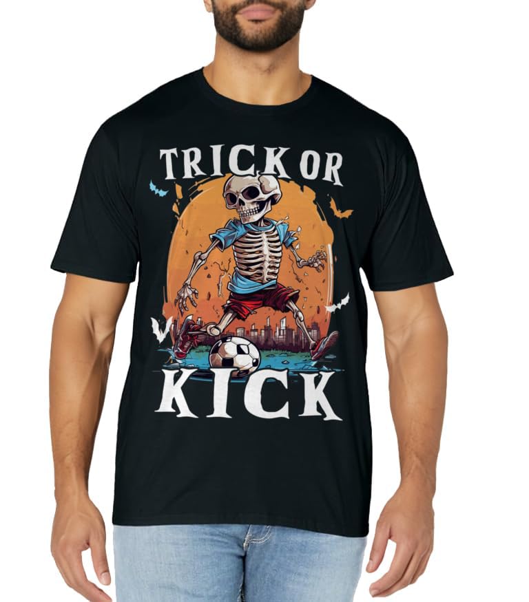 Soccer Skeleton Halloween Soccer Player Halloween Men Boys T-Shirt