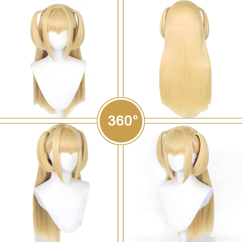 SEISAIDO Blonde Ponytails Cosplay Wig Long Straight Anime Cosplay Wig with Bangs + Wig Cap