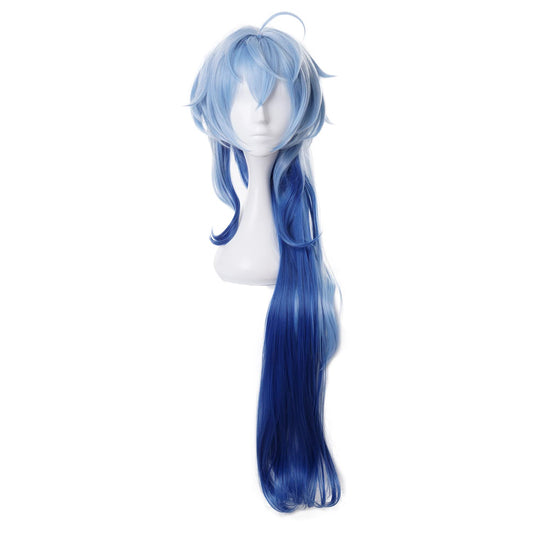 MoeLoli Ganyu Cosplay wig for Genshin Impact Blue Long Curly Wigs,Role Cosplay Hair Wig for Halloween Party (Ganyu)