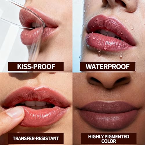 JUNECODE 3Pcs Lip Stain Peel Off Set with Tweezer, Peel Off lip Liner Stain Long Lasting Waterproof, Matte Lip Tattoo Tint Transfer Proof, Highly Pigmented Color Lip Makeup(#802+803+806)
