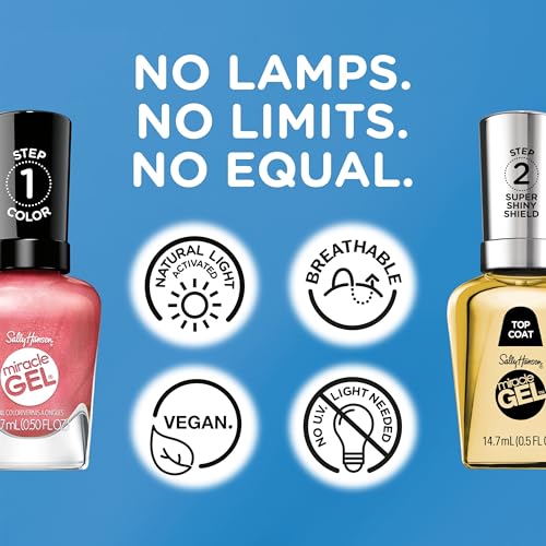 Sally Hansen Miracle Gel Salon Quality Nail Polish | Gel-Like Formula, Two-Step System, No UV Light Needed, Long Lasting | Opaque, Glossy | 341 Pink an Outfit | Classic Pink Nail Color