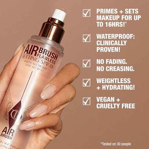 Charlotte Tilbury Airbrush Flawless Setting Spray - Ultra-Fine Hydrating Mist to Prime & Set Face Makeup For Up to 16Hr - Soothes, Blurs Pores & Calms Skin