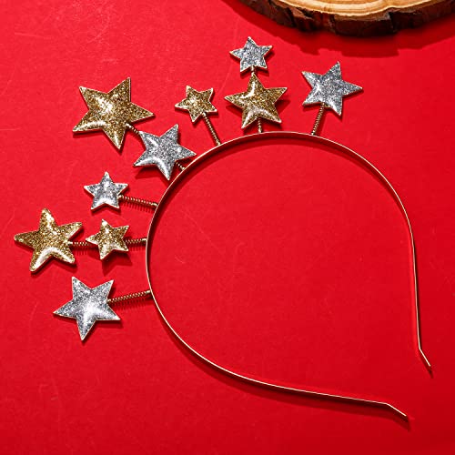 New Year Eve Headband Tiara Glitter Star Christmas Hairband for Women Girls Stars Headpiece Hair Accessory Party Favors Decor