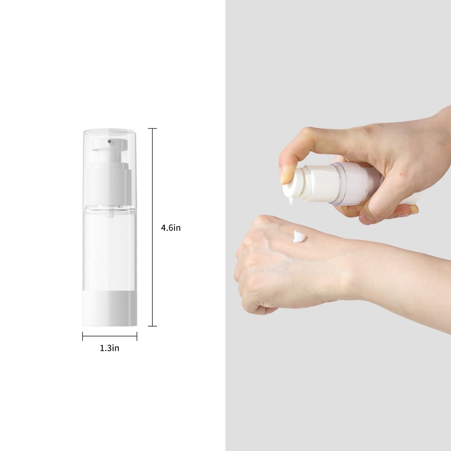 longway 1 Oz 30ml Clear Airless Cosmetic Cream Pump Bottle Travel Size Dispenser Refillable Containers/Foundation for Shampoo (Pack of 6)