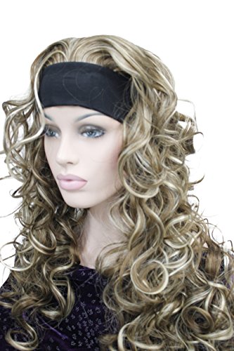 Wiginway 3/4 Band Headband wig Women's Brown Mixed Color Long Curly Wigs for Women ladies