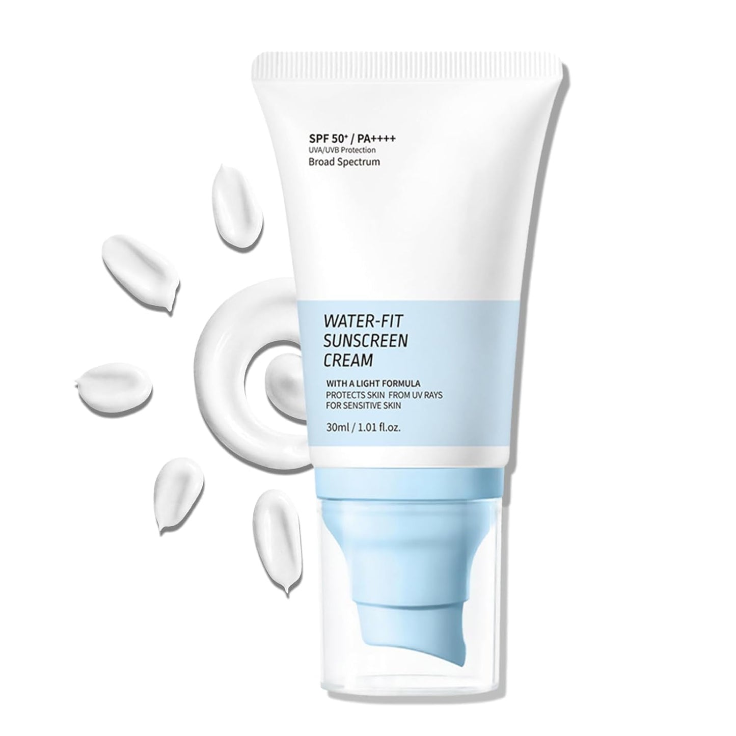Water-Fit Sunscreen Cream SPF 50+ | Lightweight Daily UV/UVB Protection | Moisturizing Formula, 30ml