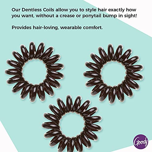 Goody Dentless Jelly Bands Elastic Hair Coils, Black - Medium to Thick Hair Accessories for Women and Girls, 3 Count (Pack of 2)