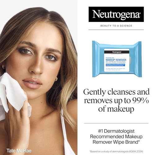 Neutrogena Fragrance-Free Makeup Remover Wipes, Daily Facial Cleanser Towelettes, Gently Removes Oil & Makeup, Alcohol-Free Makeup Wipes, Twin Pack, 2 x 25 ct