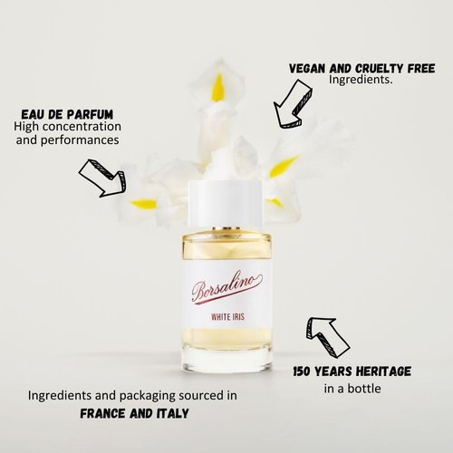 Borsalino White Iris Eau de Parfum - Long-Lasting Fruity Floral Perfume for Women | Orange Blossom, Jasmine & Almond