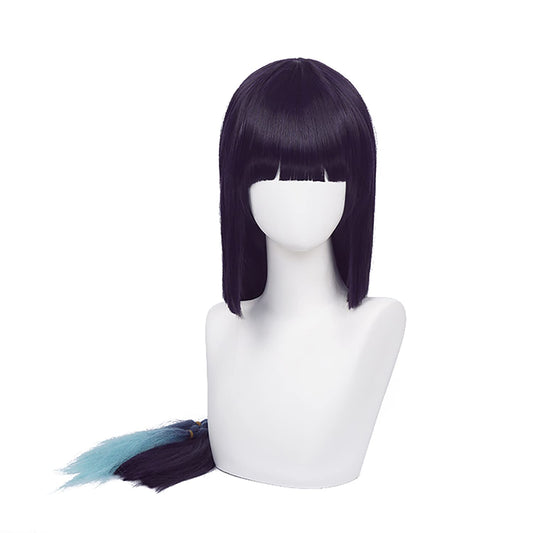 MoeLoli Yunjin Cosplay Wig for Genshin Impact Straight Dark Purple Wigs with Braid Costume Wig for Halloween Wig (Yun Jin)