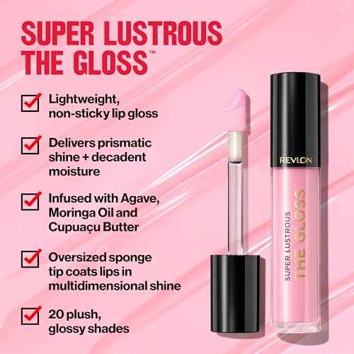Revlon Super Lustrous Lip Gloss, Non-Sticky, Hydrating, High Shine Finish, 200 Crystal Clear, 0.13 oz