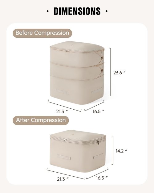 Eachy 3-Pack Comforter Storage Bag Blanket Storage Bags, 136L Compression Bags for Blanket Comforter, Ultra Space Saving Self Compression Organizer