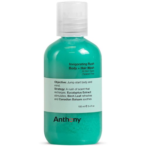 Anthony 2-In-1 Body Wash & Shampoo - Invigorating Pine Wood Scent with Eucalyptus & Charcoal, 3.4 Fl. Oz