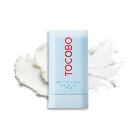 TOCOBO Cotton Airy Sun Stick SPF 50 - Broad Spectrum Korean Matte Sunscreen for Face | Travel Size, Vegan, 0.67 oz