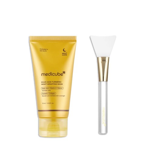 Medicube Overnight Glow Duo - Turmeric Peel Off Mask 2.0 & Jelly Brush for Uneven Skin Tone