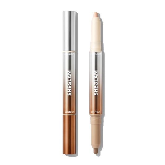 SheGlam Fine Line 2-In-1 Nose Contour & Highlight Pen - Long Lasting Waterproof Cream Bronzer & Highlighter in Umber
