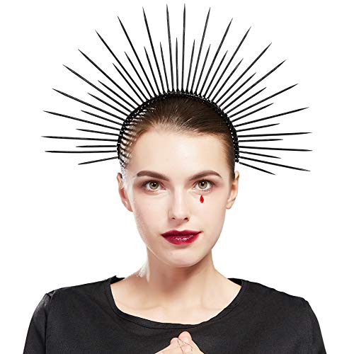 Fantherin Mary Halo Crown Headband Spiked Halo Crown Sunburst Goddess Headpiece for Cosplay Halloween Costume Party