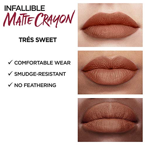 L'Oreal Paris Infallible Matte Lip Crayon, Tres Sweet (Packaging May Vary)