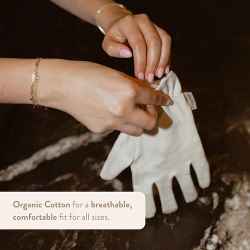 PAUME Overnight Hydration Gloves - 100% Organic Cotton for Dry, Cracked Hands | 1 Pair of Healing Moisturizers