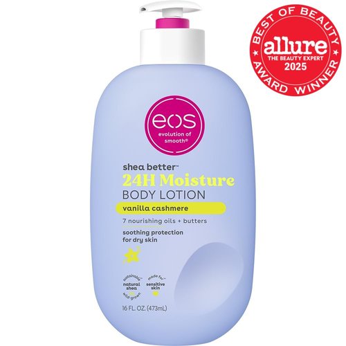 Eos Shea Better Body Lotion - Vanilla Cashmere | 24-Hour Moisture, Lightweight & Non-Greasy, 16 fl oz