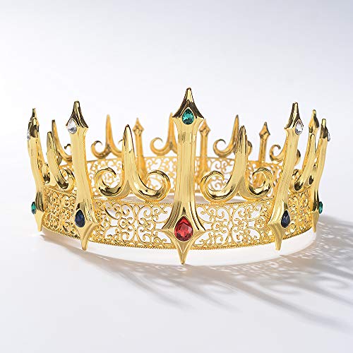 Eseres Gold King Crown for Men Adult's Costume Crowns Birthday Cake Topper