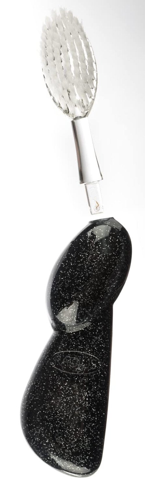 RADIUS Toothbrush - Big Brush with Replaceable Head | Left-Handed, Soft, Black Sparkle, BPA-Free