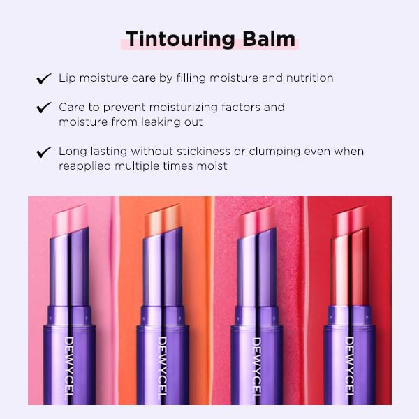 DEWYCEL TINTouring Balm - Pure Red | Non-Sticky, Moisturizing Tinted Lip Balm for Chapped Lips | 0.16 oz (4.5g)