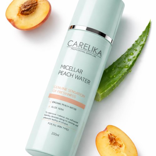Micellar Peach Water - Gentle Makeup Remover & Aloe-Enriched Facial Cleanser | 200ml for All Skin Types