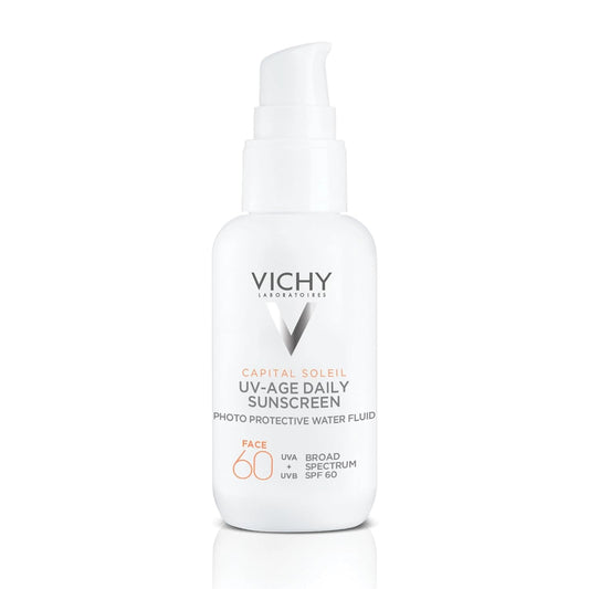 Vichy Capital Soleil UV-Age Daily SPF 60 - Anti-Aging Sunscreen with Hyaluronic Acid & Vitamin C | Broad Spectrum Protection