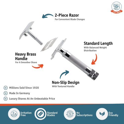 Merkur Short Handle Safety Razor - Precision Shaving Experience with 10 Blades Included