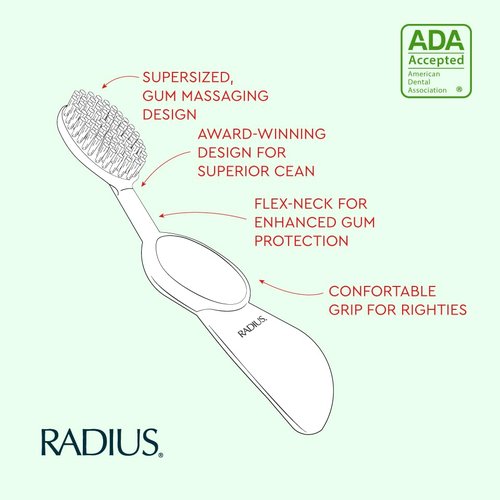 Radius Flex Brush Toothbrush - Soft Bristles for Gum Health | BPA Free & ADA Accepted - Purple