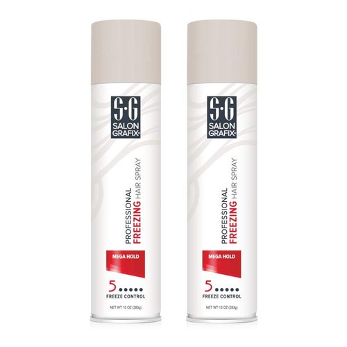 Salon Grafix Hairspray - Freezing Mega Hold for All-Day Style | 10 Ounce (295ml) - 2 Pack