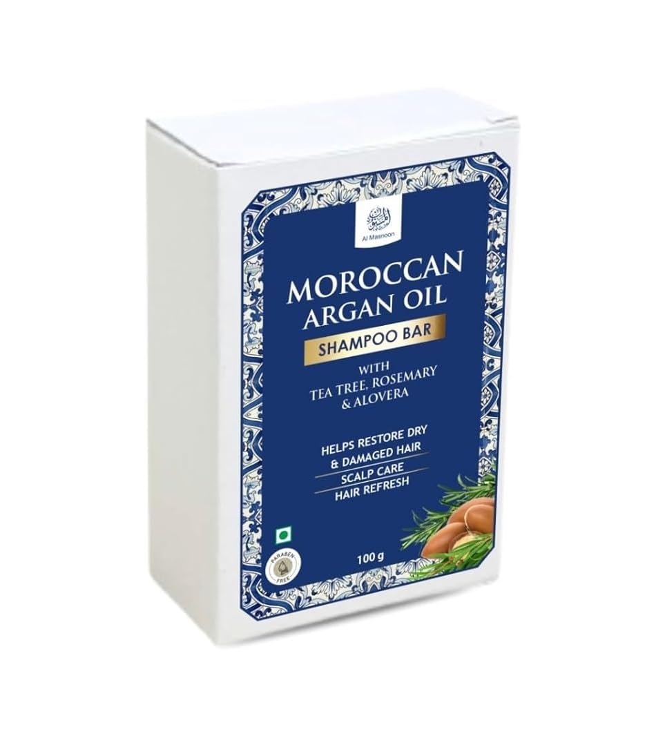Skiennix Moroccan Argan Oil Shampoo Bar - Nourishing Tea Tree & Rosemary for Dry, Damaged Hair | 3.5 oz