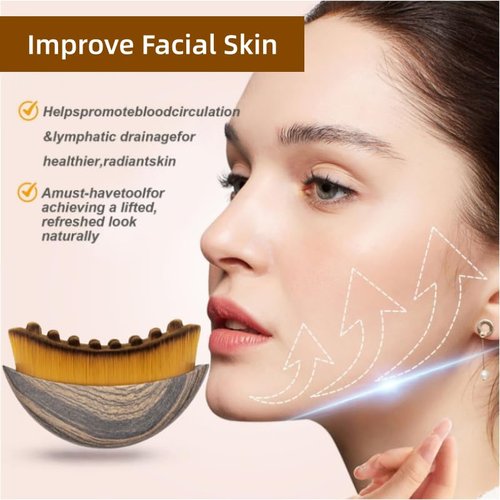 Lymphatic Contour Face Brush, Dry Brushing Lymphatic Brush Drainage, Designed for The Face Gentle Enough, Fit The Skin Precisely & Relieve Fatigue