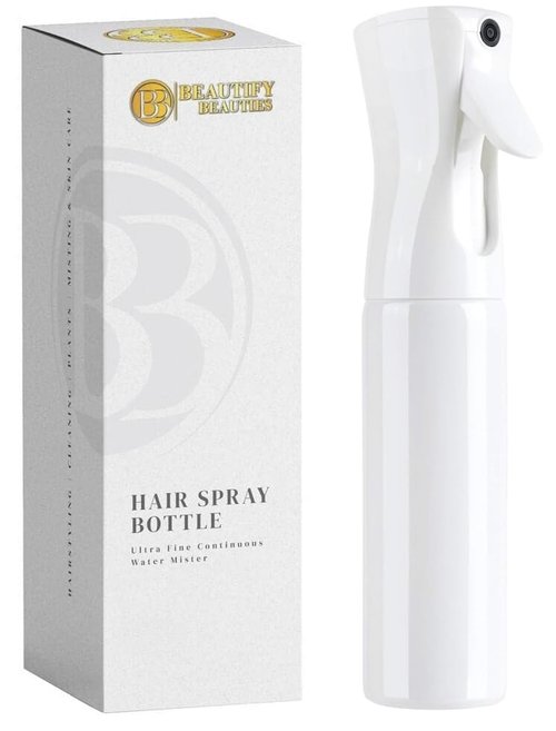 BeautifyBeauties Hair Spray Bottle – Ultra Fine Continuous Water Mister for Hairstyling, Cleaning, Plants, Misting & Skin Care (Black, 6.8 Ounces)