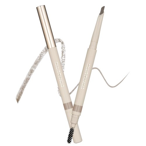 Heart Percent Dote On Mood Edge & Flat Eyebrow Pencil, Soft & Delicate Brow Retractable Definer w/Built-in Shaper and Spoolie, L2.Ash Brown
