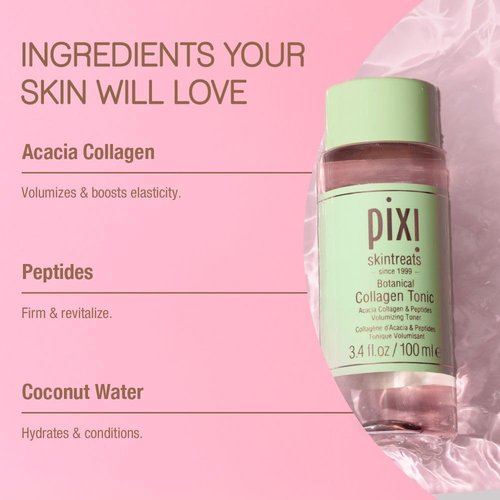 Pixi Botanical Collagen Tonic - Hydrating & Volumizing Toner with Peptides | Alcohol-Free, 250 ml / 8.5 fl oz