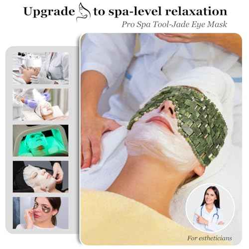 Jade Eye Mask,Large Facial Cooling Mask with 100% Real Jade for Hot & Cold Therapy,Green Stone Facial Eyes Sleeping Mask Relief Eye Cover