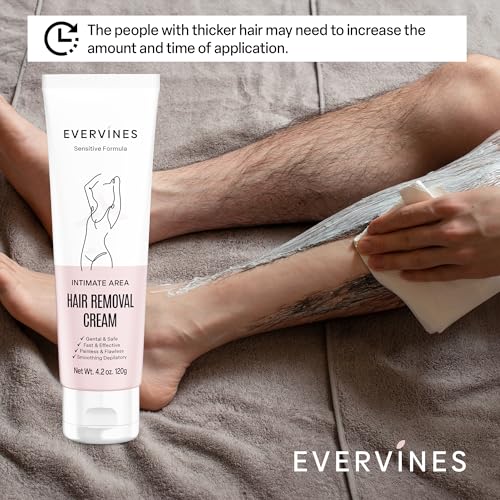 Evervines hair removal cream for women: whole body intimate bikini line face leg underarm area depilatory - home travel use with scraper (4.2oz).