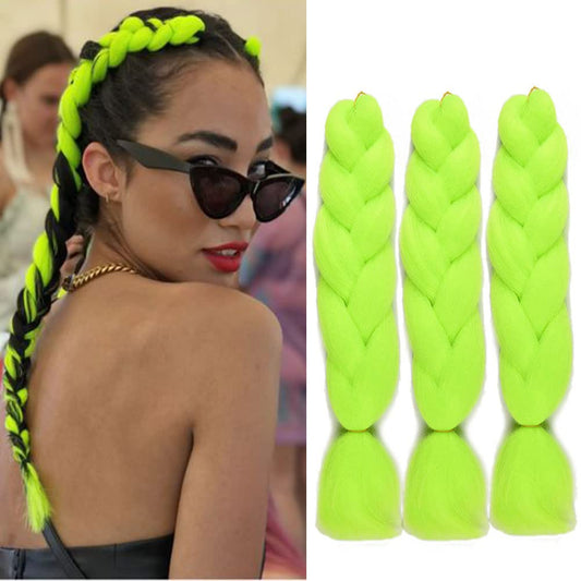 WOME Jumbo Braiding Hair Extensions Synthetic Pre Stretched Braiding Hair for Boxes Braids 24 Inch High Temperature Synthetic Crochet Braids Hair Crochet Braids Braiding Hair(Green,24",100g/Pcs)