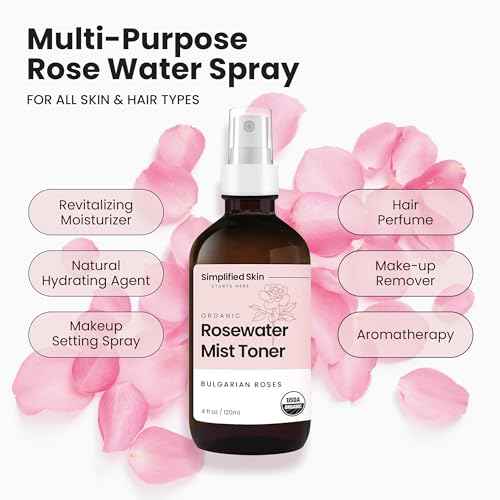 Rose Water Spray for Face & Hair ? Pure USDA Organic Rosewater Toner ? Refreshing Mist for Skin Care, Makeup & Locs ? Natural Rose Scent, 4 Oz