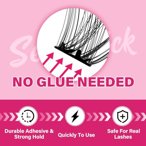 Self Adhesive Eyelashes 48Pcs Lash Clusters Press On Lashes Self Stick Cluster Lashes Pre Glued Eyelash Clusters No Glue No Remover Needed Easy to Apply Save Time (Begonia,D-10-18mix)