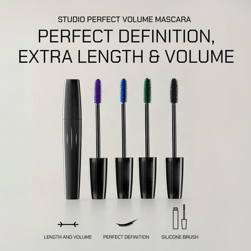 Radiant Professional Studio Mascara - Volumizing & Lengthening, Smudge-Proof, 0.30 oz (Purple)